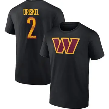 Men's Jeff Driskel Washington Commanders Black Name & Number T-Shirt