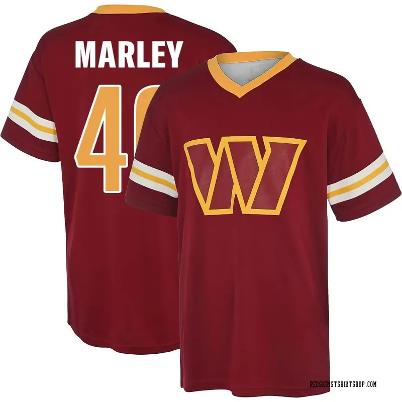 Men's Nico Marley Washington Commanders Red Name & Number Game Day V-Neck T-Shirt