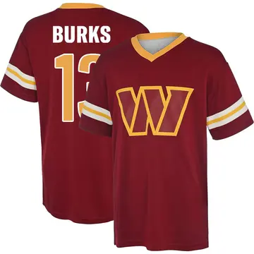 Men's Treylon Burks Washington Commanders Red Name & Number Game Day V-Neck T-Shirt