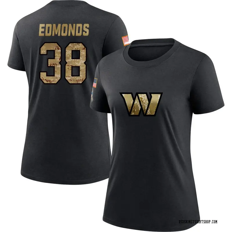 Women's Chase Edmonds Washington Commanders Black 2020 Salute To Service Performance T-Shirt
