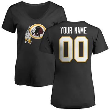 Women's Custom Washington Commanders Custom Name & Number Logo Slim Fit T-Shirt - Black