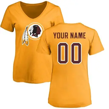 Women's Custom Washington Commanders Custom Name & Number Logo Slim Fit T-Shirt - Gold