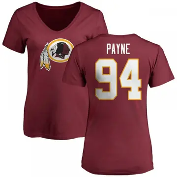 Women's Daron Payne Washington Commanders Name & Number Logo Slim Fit T-Shirt - Maroon
