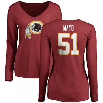 Women's David Mayo Washington Commanders Name & Number Logo Slim Fit Long Sleeve T-Shirt - Maroon