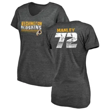 Women's Dexter Manley Washington Commanders Retro Tri-Blend V-Neck T-Shirt - Burgundy