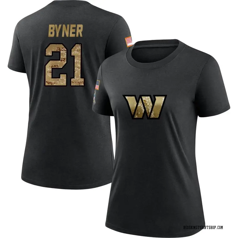 Women's Earnest Byner Washington Commanders Black 2020 Salute To Service Performance T-Shirt