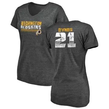 Women's Earnest Byner Washington Commanders Retro Tri-Blend V-Neck T-Shirt - Burgundy