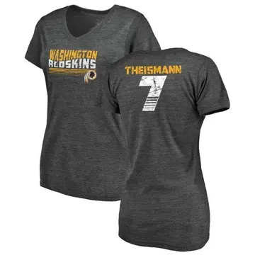 Women's Joe Theismann Washington Commanders Retro Tri-Blend V-Neck T-Shirt - Burgundy