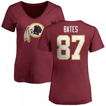 Women's John Bates Washington Commanders Name & Number Logo Slim Fit T-Shirt - Maroon