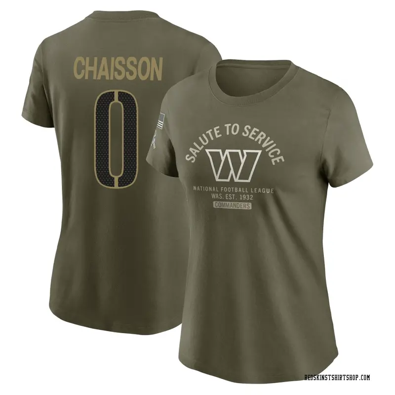 Women's K'Lavon Chaisson Washington Commanders Olive 2025 Salute to Service Sideline T-Shirt