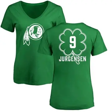 Women's Sonny Jurgensen Washington Commanders Green St. Patrick's Day Name & Number V-Neck T-Shirt
