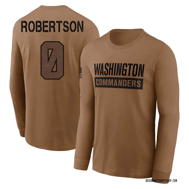 Youth Amik Robertson Washington Commanders Brown 2023 Salute To Service Long Sleeve T-Shirt