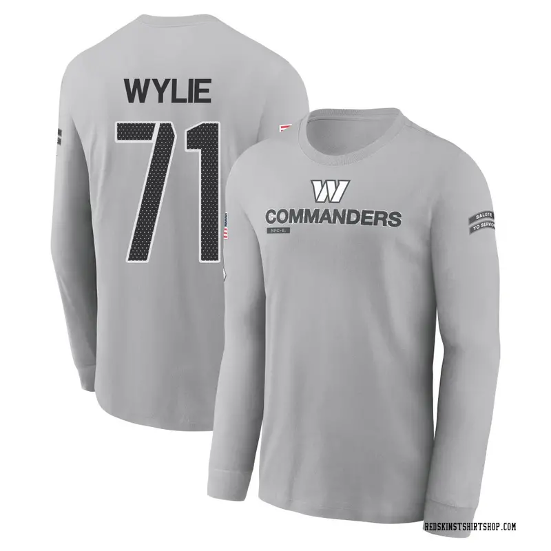 Youth Andrew Wylie Washington Commanders Gray 2024 Salute to Service Long Sleeve T-Shirt
