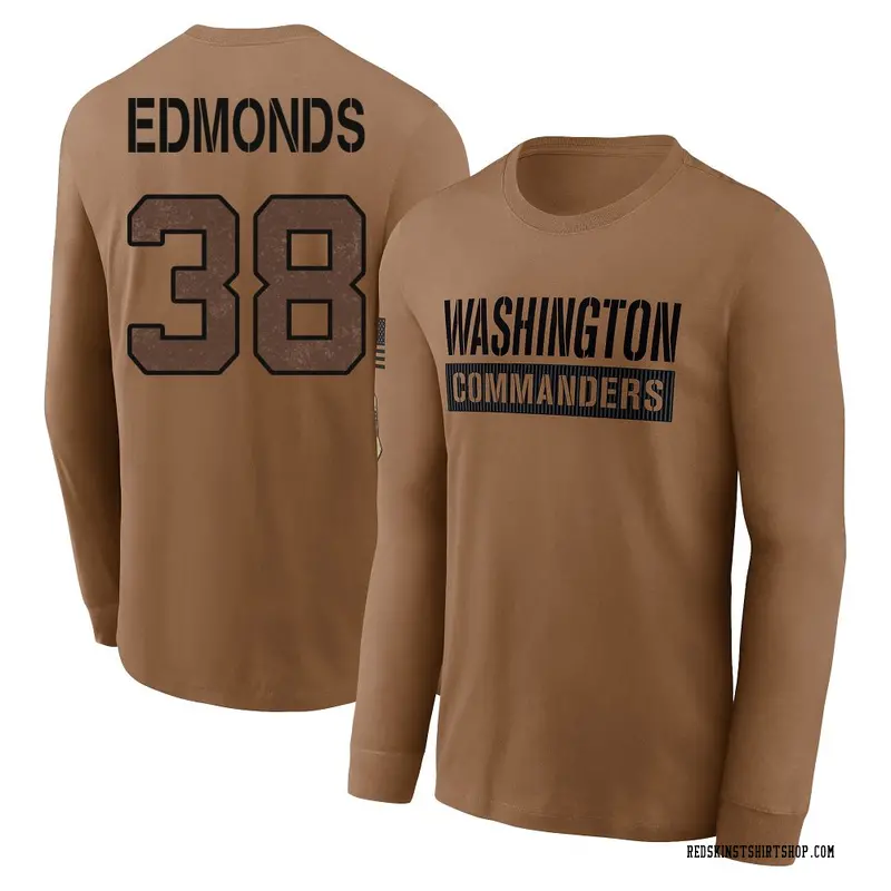 Youth Chase Edmonds Washington Commanders Brown 2023 Salute To Service Long Sleeve T-Shirt