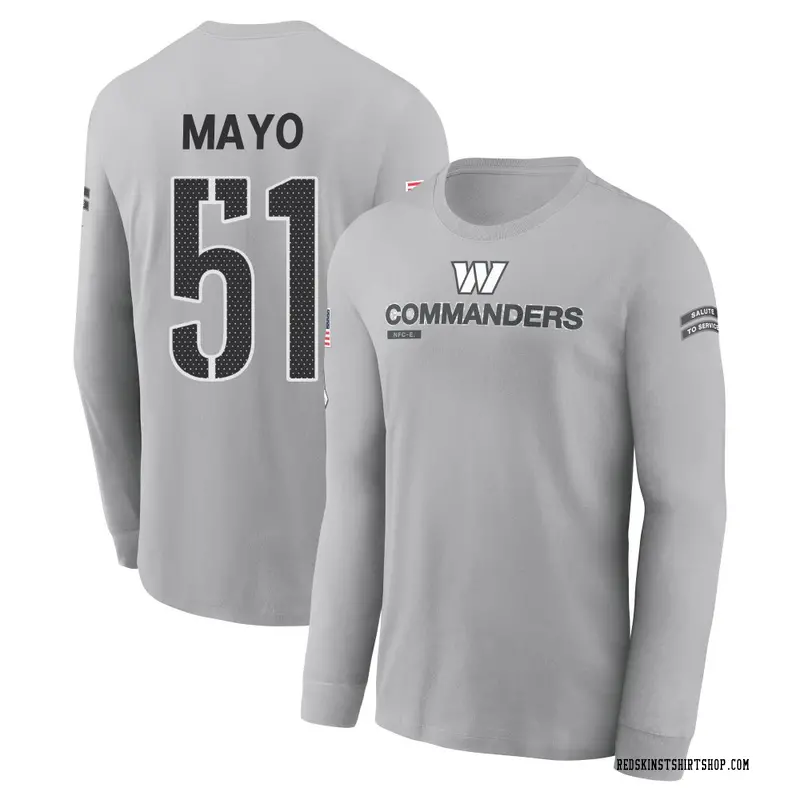 Youth David Mayo Washington Commanders Gray 2024 Salute to Service Long Sleeve T-Shirt
