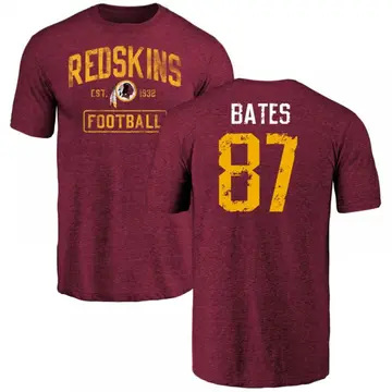 Youth John Bates Washington Commanders Burgundy Distressed Name & Number Tri-Blend T-Shirt