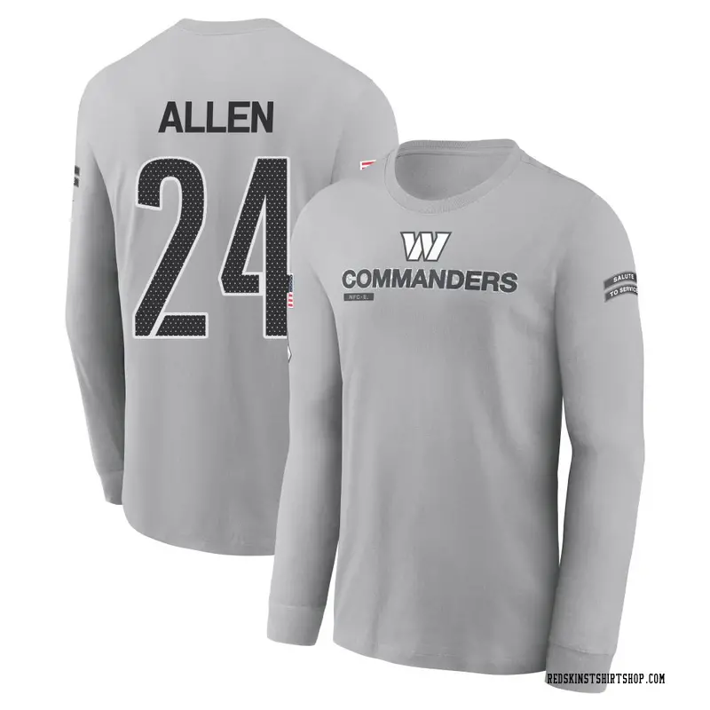 Youth Kazmeir Allen Washington Commanders Gray 2024 Salute to Service Long Sleeve T-Shirt