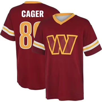 Youth Lawrence Cager Washington Commanders Red Name & Number Game Day V-Neck T-Shirt