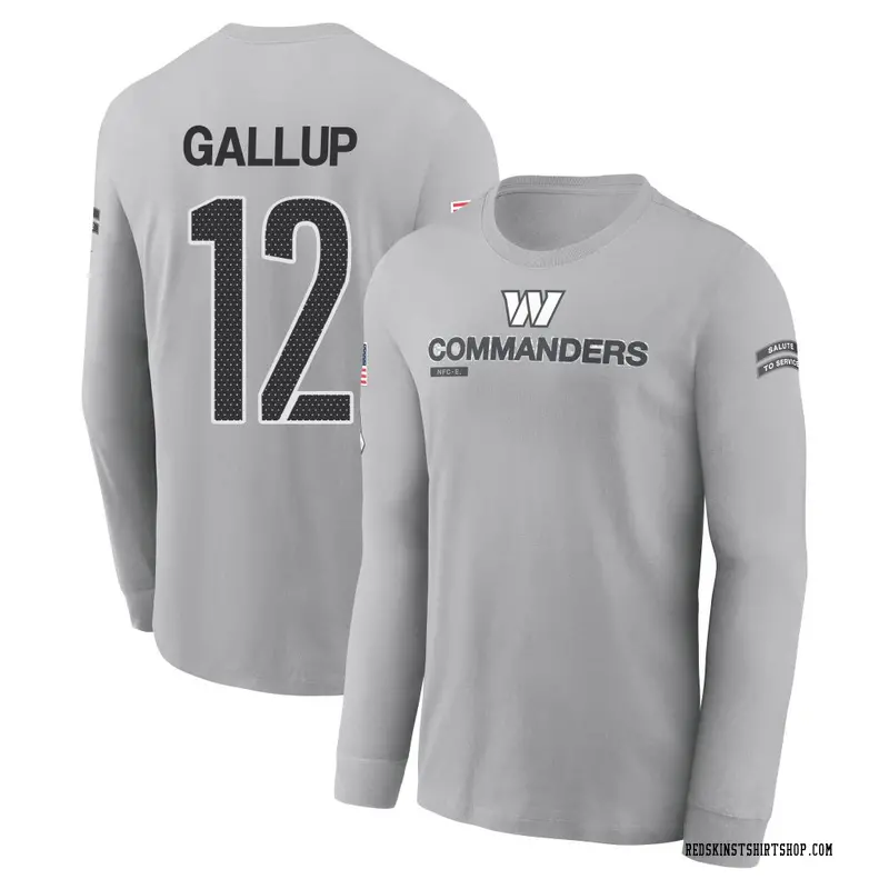Youth Michael Gallup Washington Commanders Gray 2024 Salute to Service Long Sleeve T-Shirt