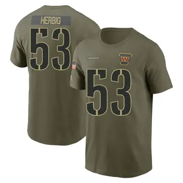 Youth Nate Herbig Washington Commanders Olive 2025 Salute to Service Name & Number T-Shirt