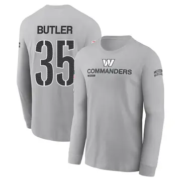 Youth Percy Butler Washington Commanders Gray 2024 Salute to Service Long Sleeve T-Shirt