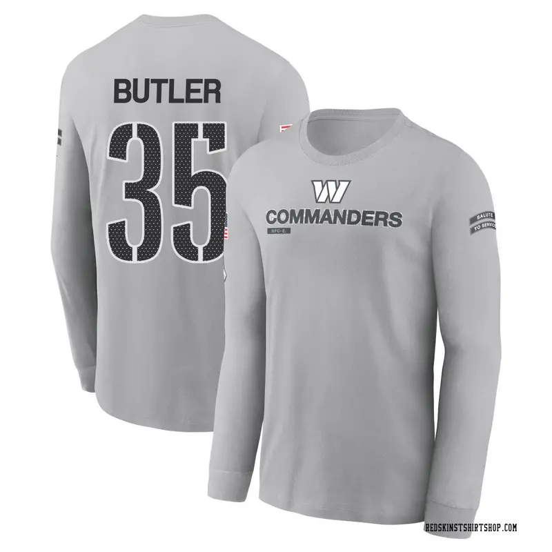 Youth Percy Butler Washington Commanders Gray 2024 Salute to Service Long Sleeve T-Shirt
