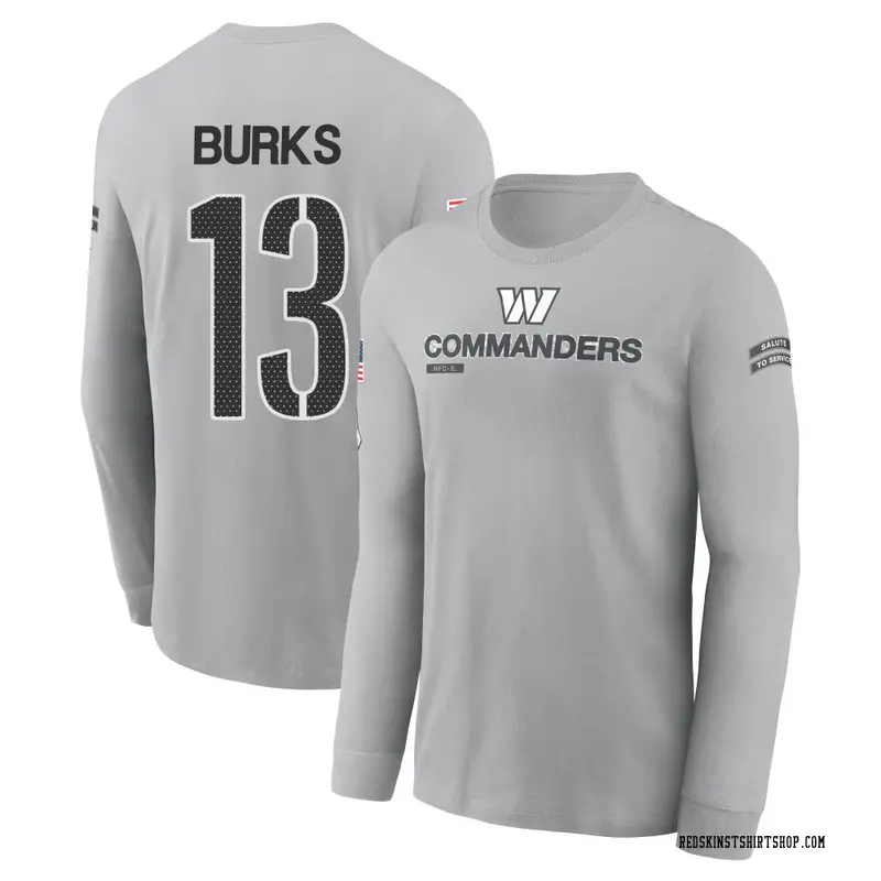 Youth Treylon Burks Washington Commanders Gray 2024 Salute to Service Long Sleeve T-Shirt