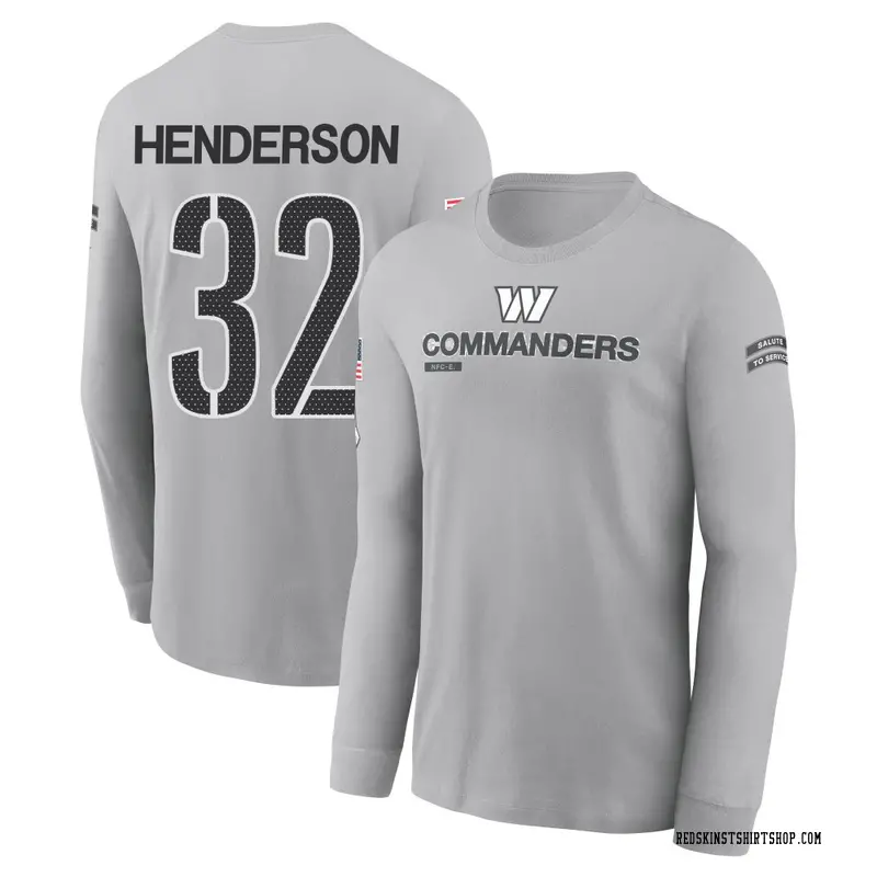 Youth Xavier Henderson Washington Commanders Gray 2024 Salute to Service Long Sleeve T-Shirt